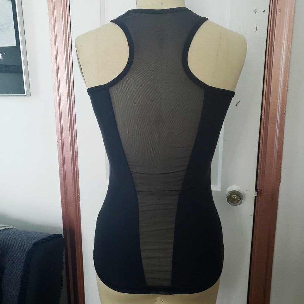 Olympia Sheer Mesh Panel Workout Racerback Tank Top